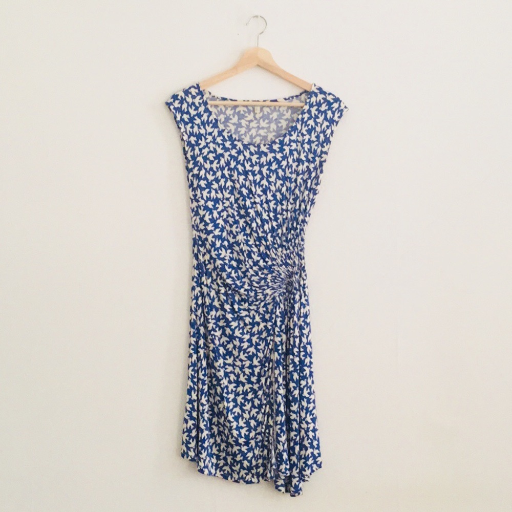 Anthropologie Leithnotes gulls print blue dress